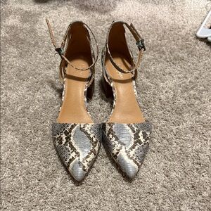 Crown Vintage Snakeskin Patterned Ankle Strap Heels